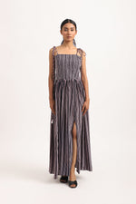 Load image into Gallery viewer, STRIPED EMBROIDERED DRESS