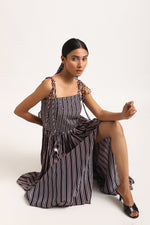 Load image into Gallery viewer, STRIPED EMBROIDERED DRESS