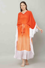 Load image into Gallery viewer, ORANGE OMBRE FRINGED KAFTAN