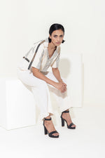Load image into Gallery viewer, WIDE LEG PANTS WITH EMBROIDERED BELT
