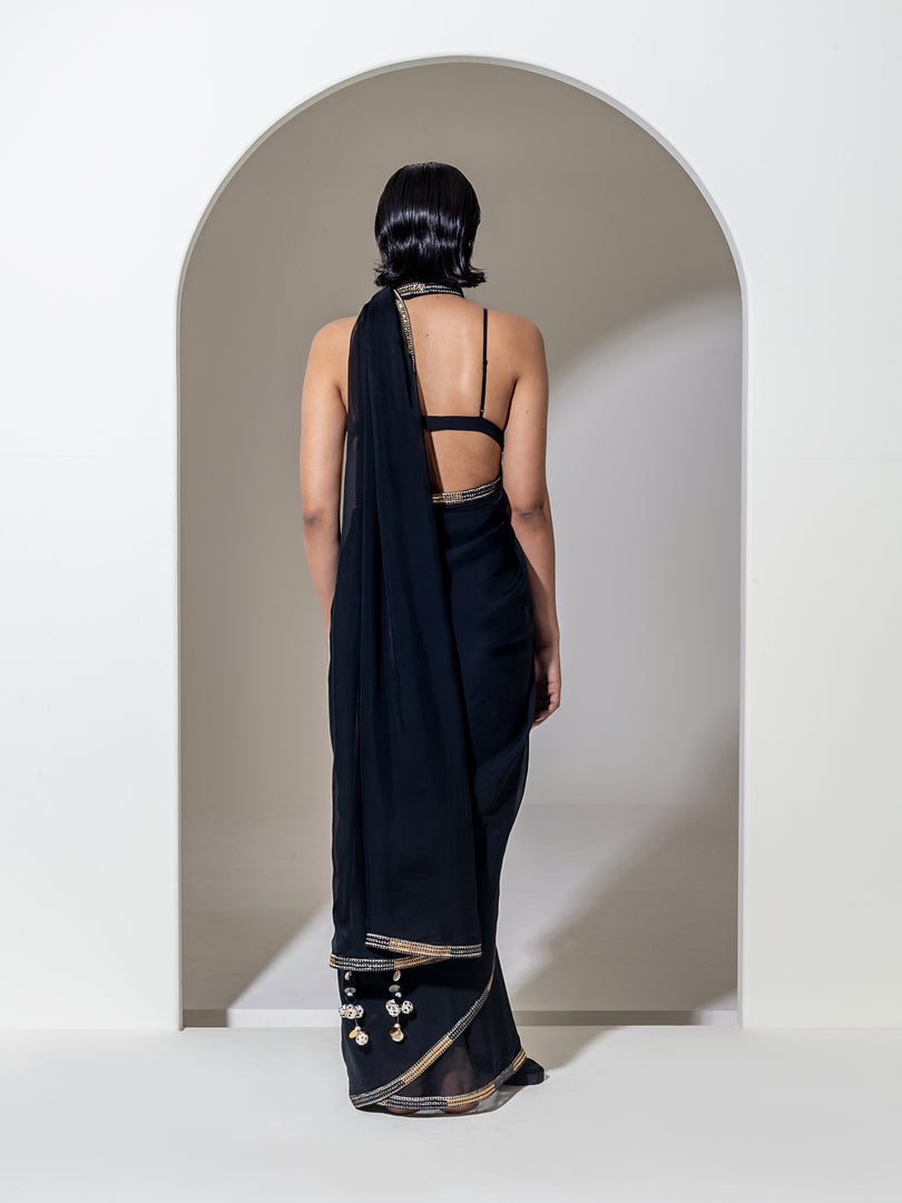 BLACK ORGANZA SAREE