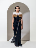Load image into Gallery viewer, BLACK ORGANZA SAREE
