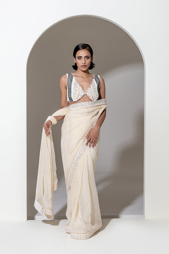 IVORY ORGANZA SAREE