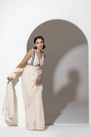 IVORY ORGANZA SAREE