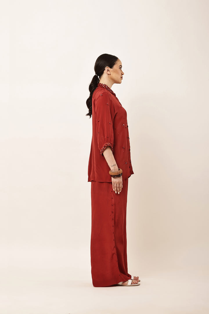 MAROON EMBROIDERED CO-ORD SET