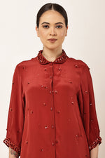 Load image into Gallery viewer, MAROON EMBROIDERED CO-ORD SET