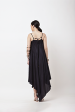 Load image into Gallery viewer, BLACK EMBROIDERED HANDKERCHIEF DRESS