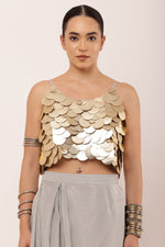 Load image into Gallery viewer, GREY DRAPED SKIRT SET
