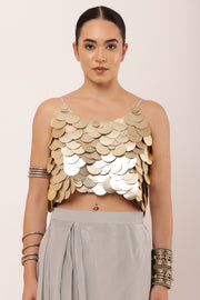 GREY DRAPED SKIRT SET