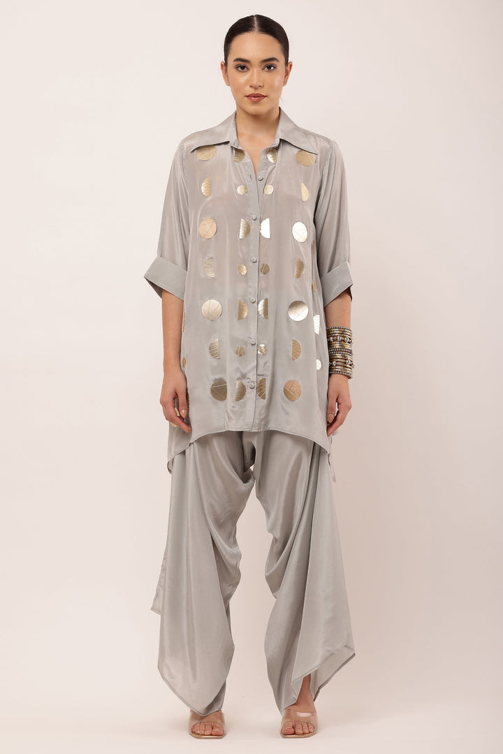 GREY EMBROIDERED CO-ORD SET