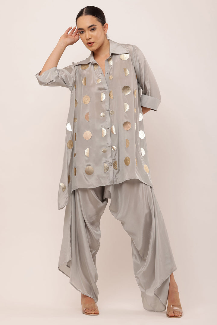 GREY EMBROIDERED CO-ORD SET