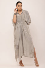 Load image into Gallery viewer, GREY PLEATED DRESS
