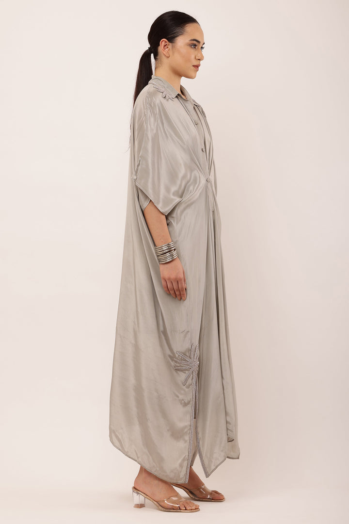 GREY PLEATED DRESS