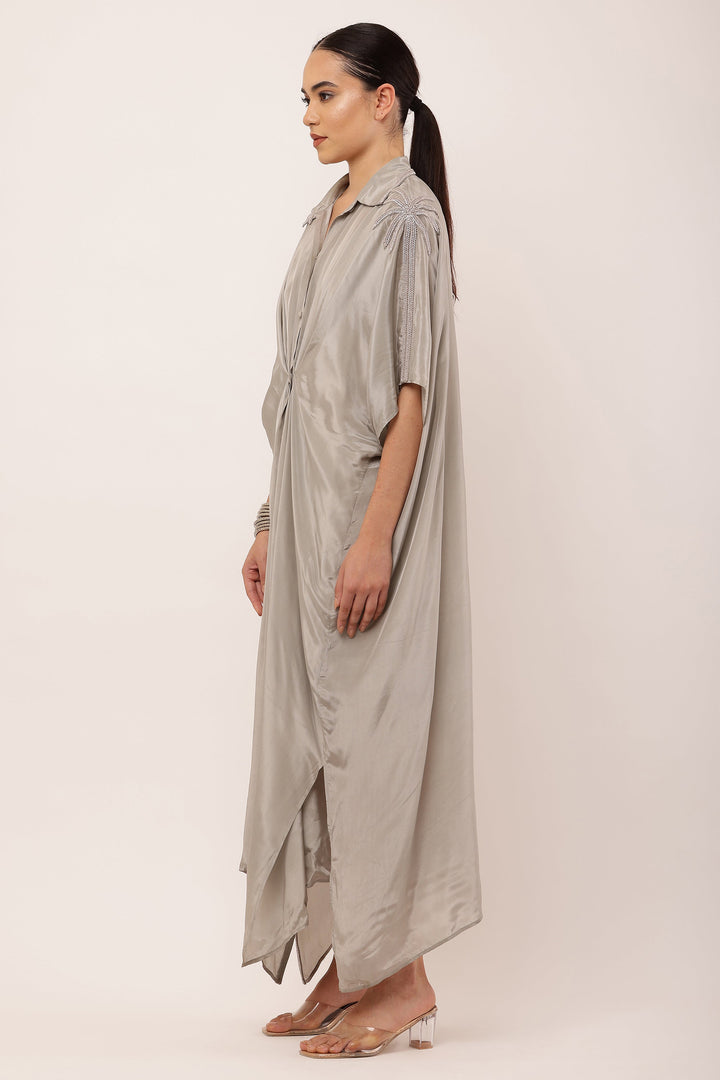 GREY PLEATED DRESS