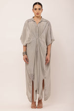 Load image into Gallery viewer, GREY PLEATED DRESS

