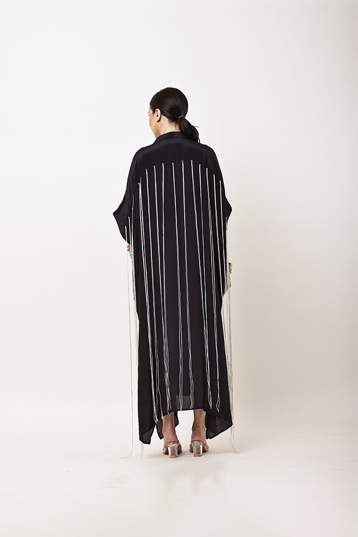 BLACK FRINGE KAFTAN