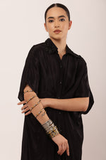 Load image into Gallery viewer, BLACK PLEATED DRESS
