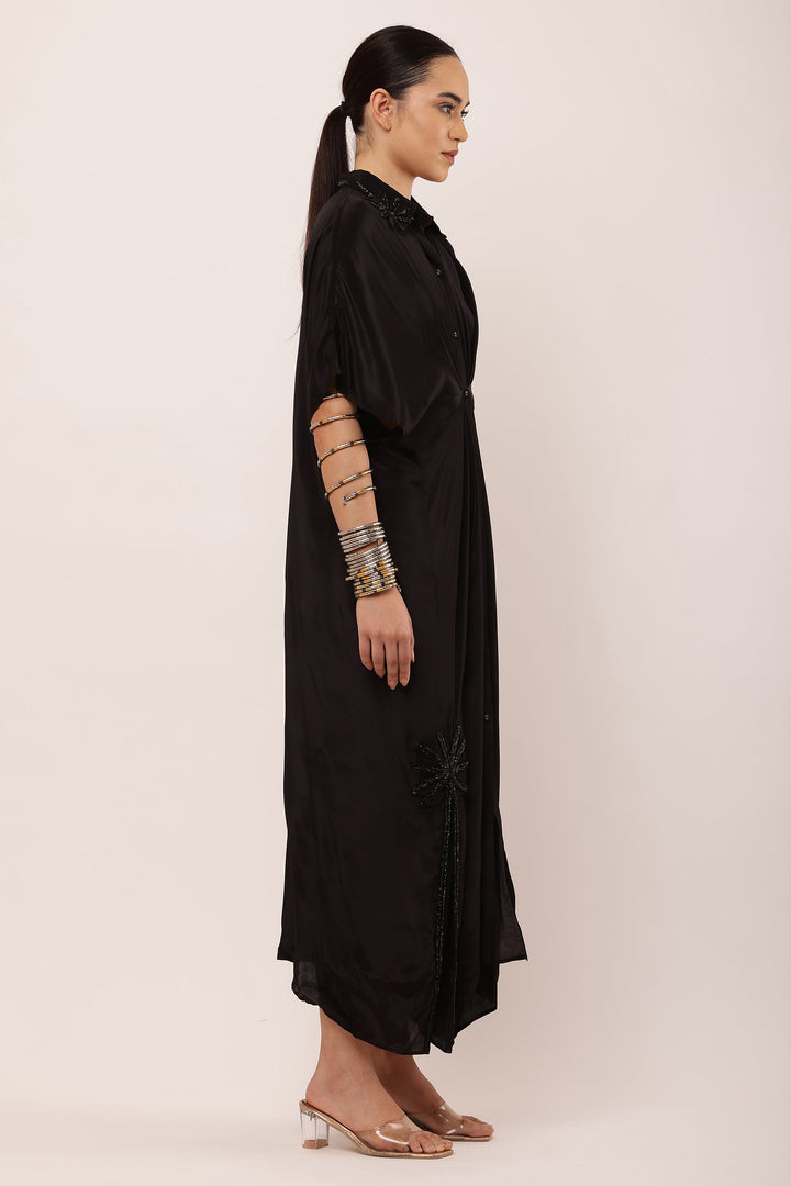 BLACK PLEATED DRESS