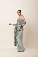 Load image into Gallery viewer, GREEN CHECK SAREE