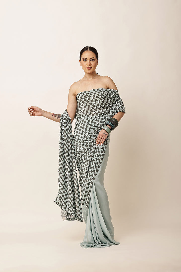 GREEN CHECK SAREE