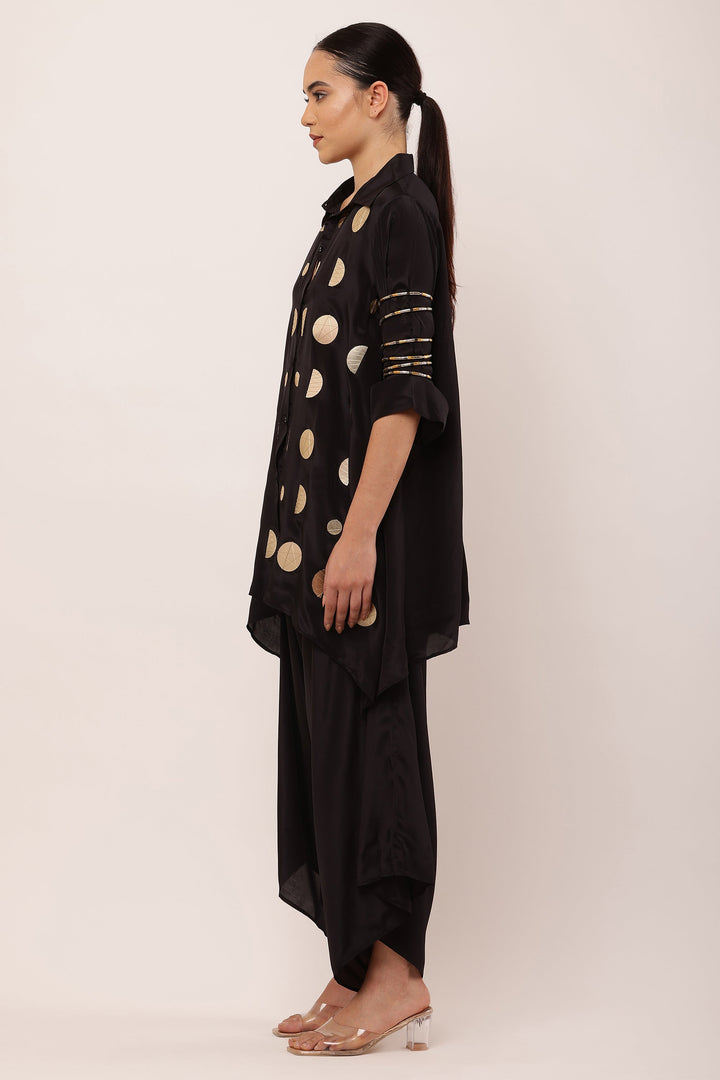 BLACK EMBROIDERED CO-ORD DRESS