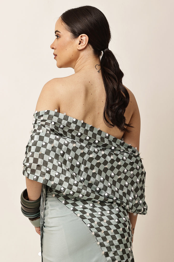 GREEN CHECK SAREE