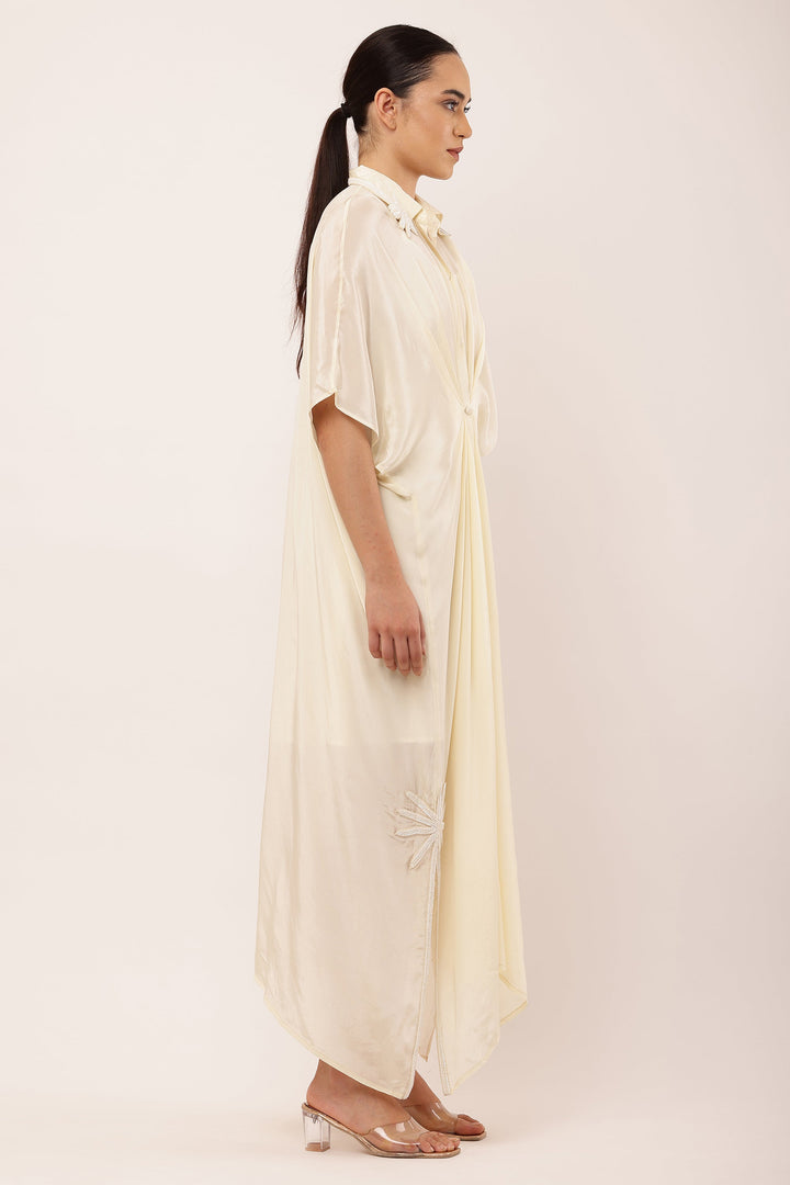 IVORY PLEATED DRESS