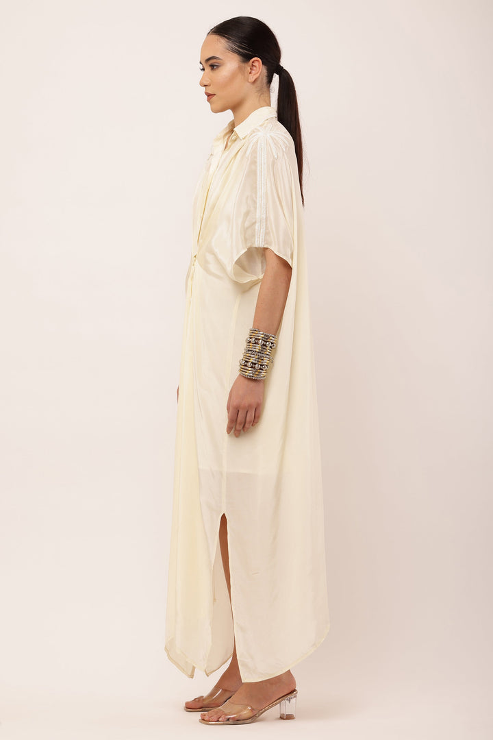 IVORY PLEATED DRESS
