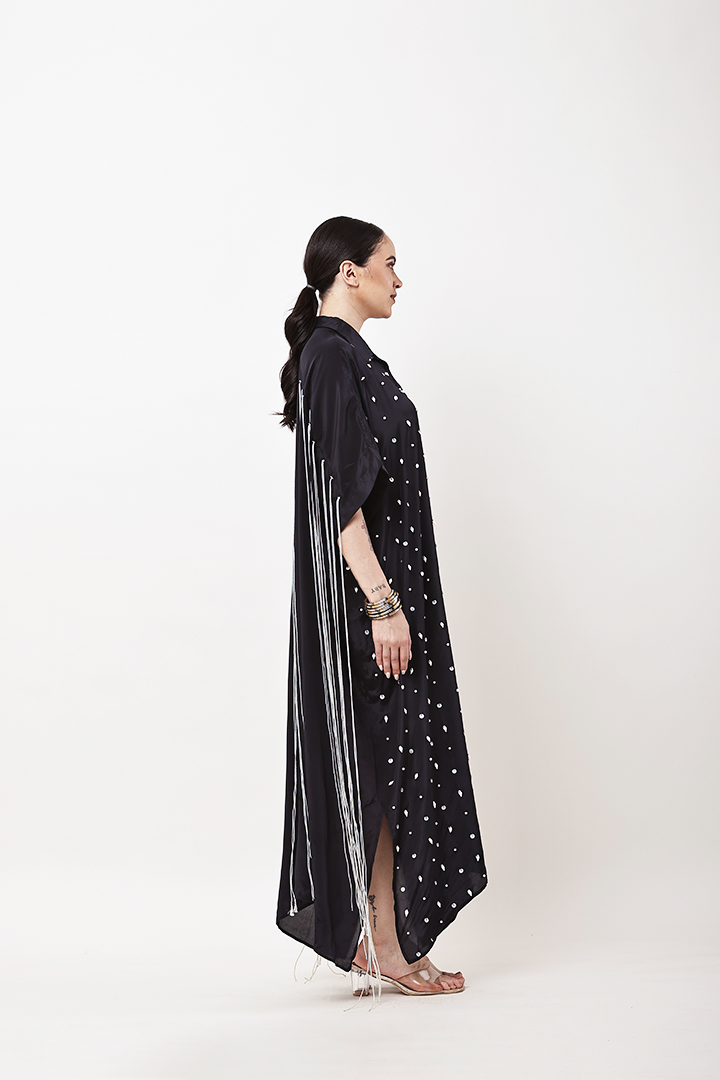 BLACK FRINGE KAFTAN