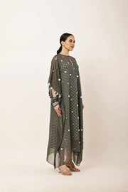 GREEN SEQUINS EMBROIDERED KAFTAN
