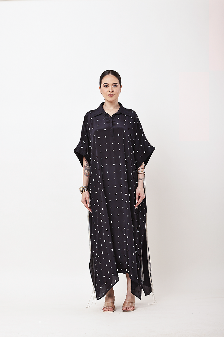 BLACK FRINGE KAFTAN
