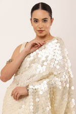 Load image into Gallery viewer, PRE DRAPED IVORY SAREE
