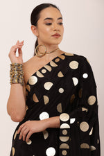 Load image into Gallery viewer, BLACK EMBROIDERED SAREE
