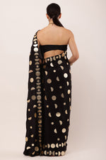 Load image into Gallery viewer, BLACK EMBROIDERED SAREE
