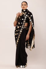 Load image into Gallery viewer, BLACK EMBROIDERED SAREE
