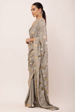 Load image into Gallery viewer, GREY EMBROIDERED SAREE
