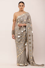 Load image into Gallery viewer, GREY EMBROIDERED SAREE
