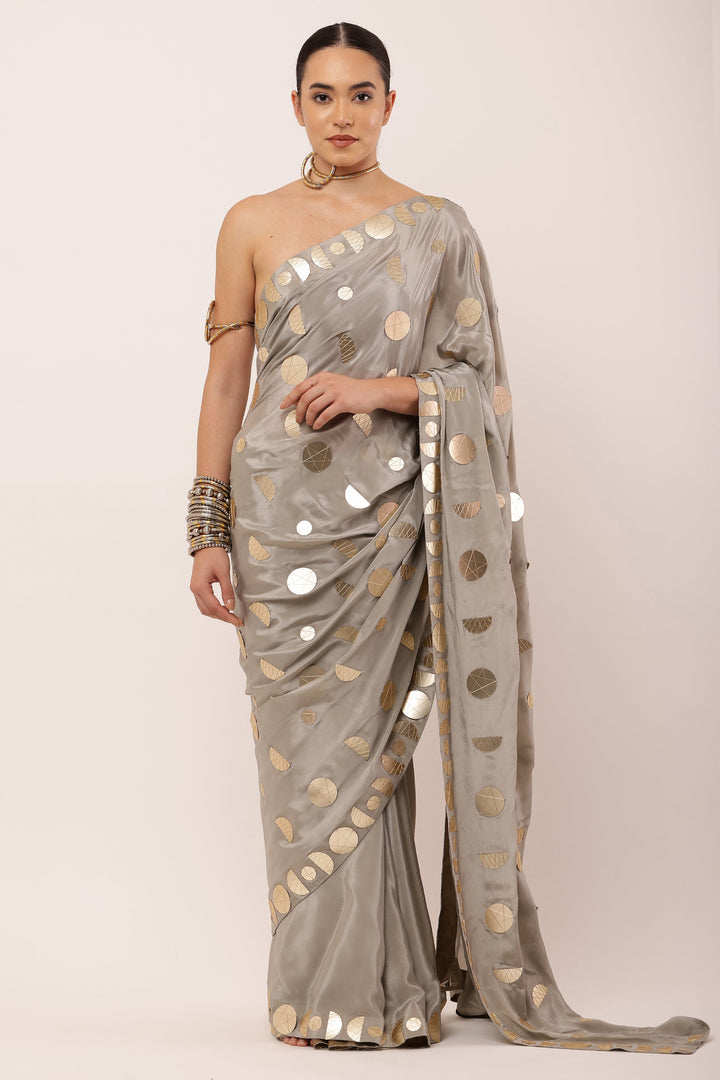 GREY EMBROIDERED SAREE