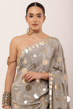 Load image into Gallery viewer, GREY EMBROIDERED SAREE
