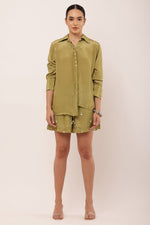 Load image into Gallery viewer, GREEN EMBROIDERED SHORTS SET
