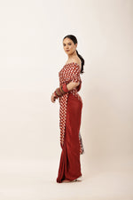 Load image into Gallery viewer, MAROON CHECK SAREE