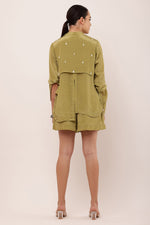 Load image into Gallery viewer, GREEN EMBROIDERED SHORTS SET
