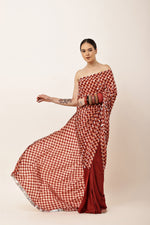 Load image into Gallery viewer, MAROON CHECK SAREE