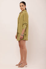 Load image into Gallery viewer, GREEN EMBROIDERED SHORTS SET
