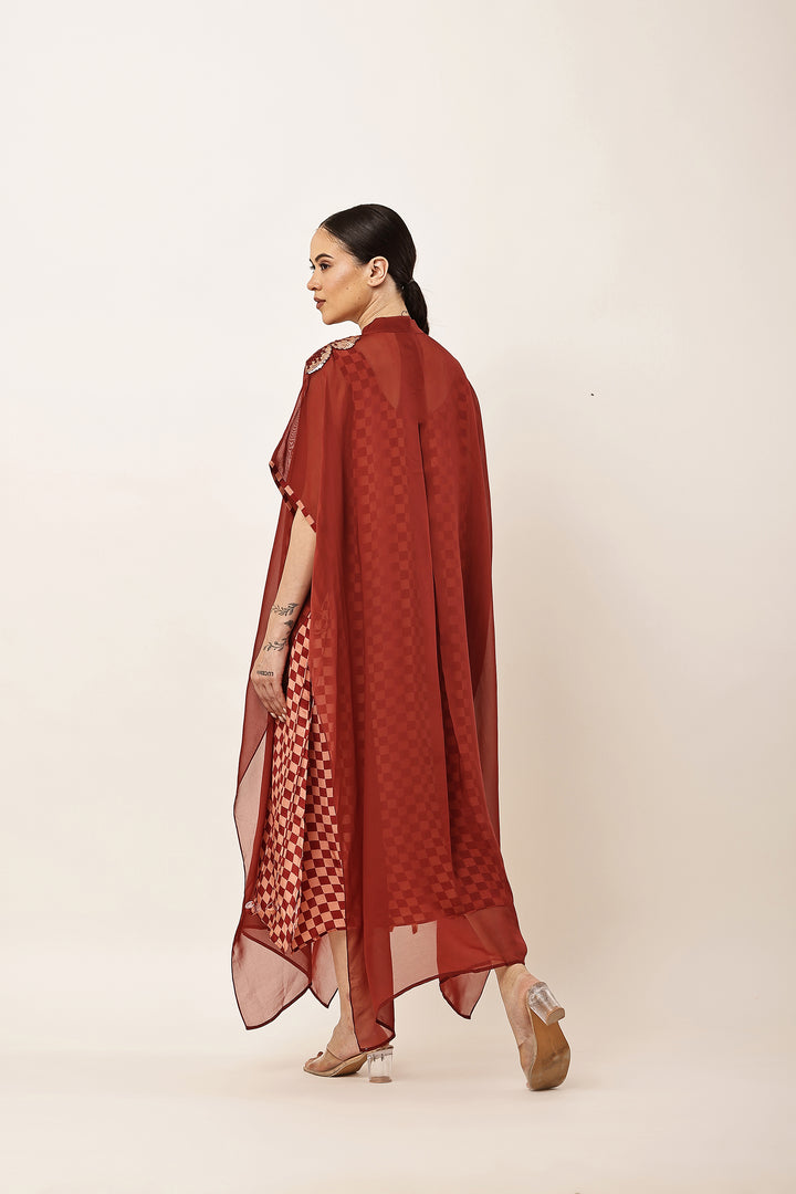 MAROON CAPE KAFTAN