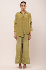 Load image into Gallery viewer, GREEN EMBROIDERED CO-ORD SET
