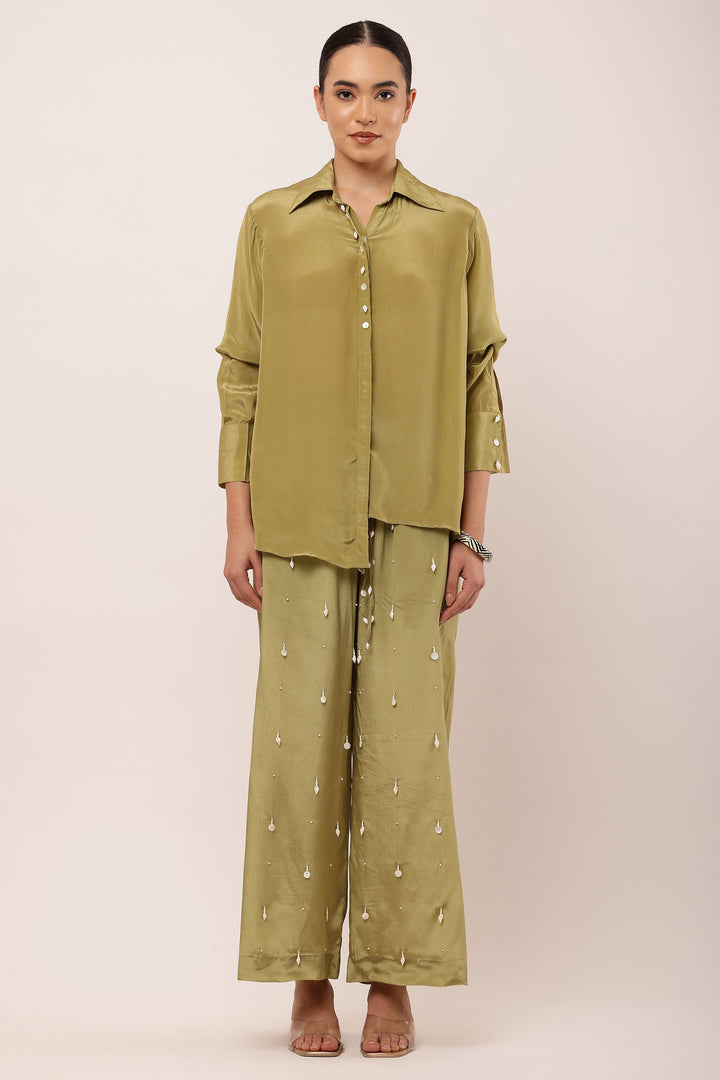 GREEN EMBROIDERED CO-ORD SET