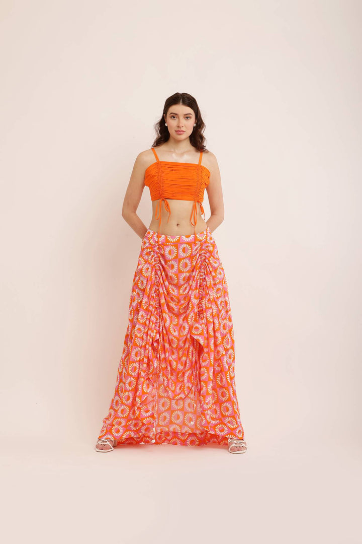 ORANGE BLISS SKIRT WITH GATHERED TOP