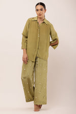 Load image into Gallery viewer, GREEN EMBROIDERED CO-ORD SET
