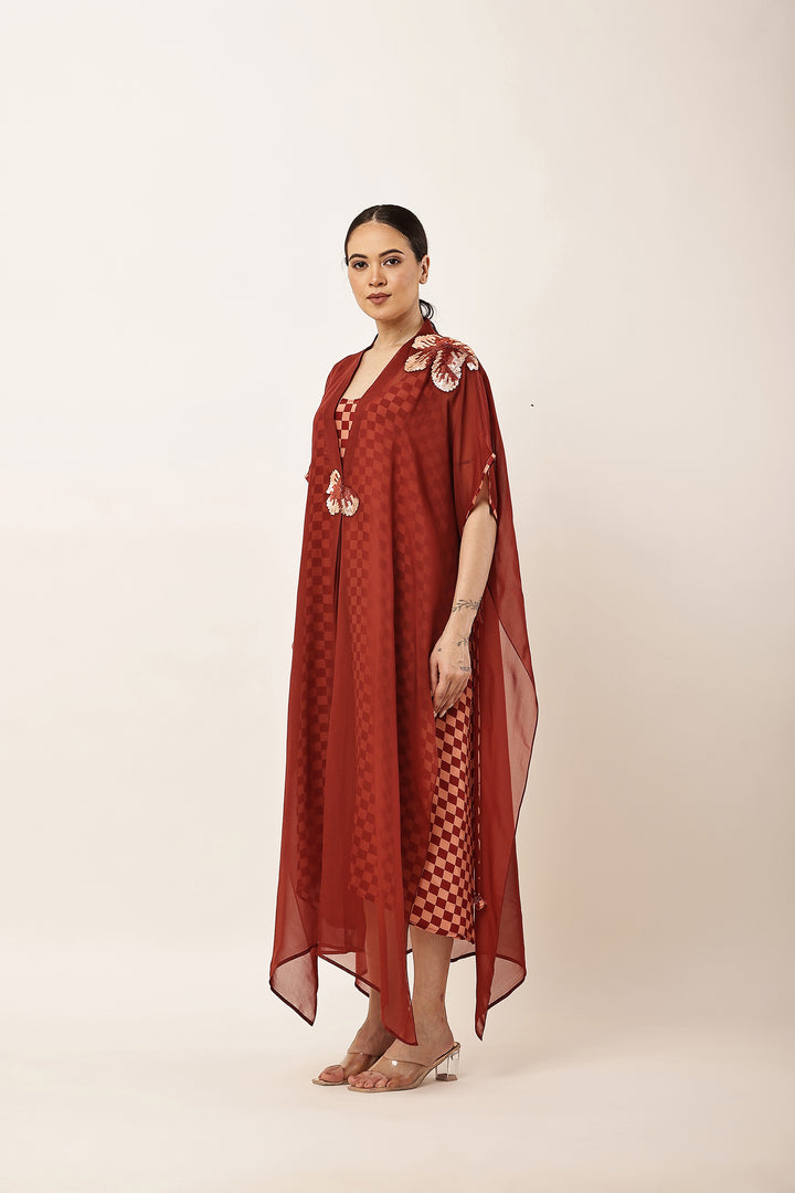 MAROON CAPE KAFTAN